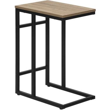 24 Inch Accent Table In Dark Taupe And Black Metal
