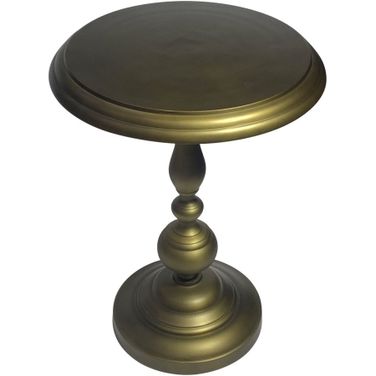 24 Inch Aluminum Round Pedestal End Table In Brass