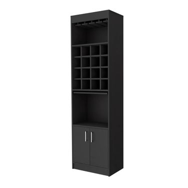 24 Inch Bar Cabinet with Eighteen Shelves In Black