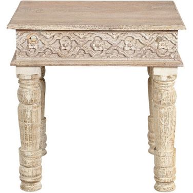 24 Inch Distressed Solid Wood Square End Table In Natural