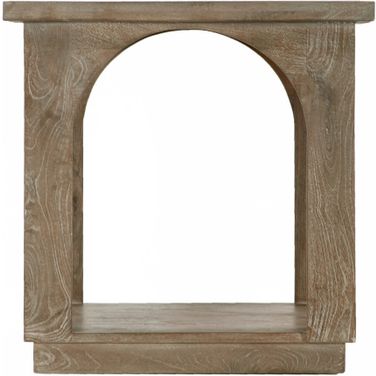24 Inch Distressed Solid Wood Square Floor Shelf End Table In Brown