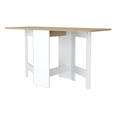 24 Inch Folding Sled Base Dining Table In White and Brown