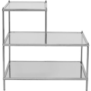 24 Inch Glass Mirrored End Table In Silver and Clear