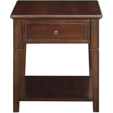 24 Inch Manufactured Wood Rectangular End Table with Drawer and Shelf In Walnut