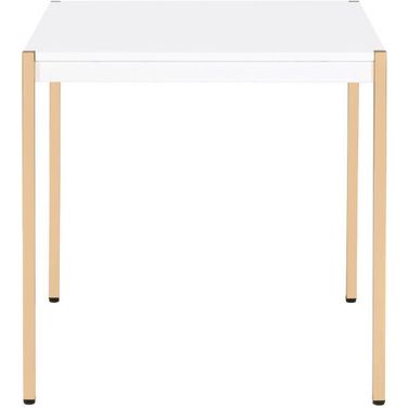 24 Inch Manufactured Wood Square End Table In Gold and White