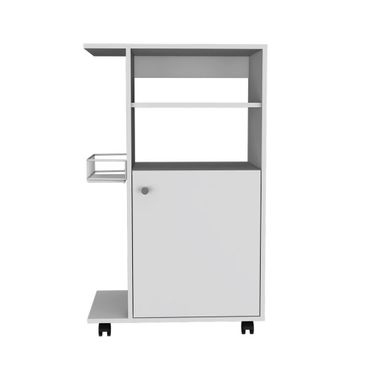 24 Inch Rolling Kitchen Cart with Storage In White