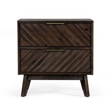 24 Inch Solid Wood and Wood Two Drawer Nightstand