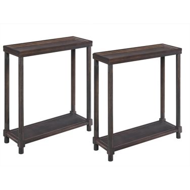 24 Inch Solid Wood End Tables Set of 2 with Shelf In Espresso