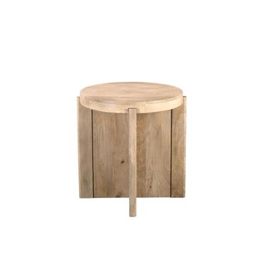 24 Inch Solid Wood Round Cross Leg End Table In Natural