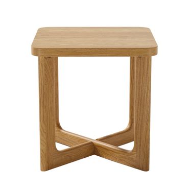 24 Inch Solid Wood Square Cross Legs End Table In Natural