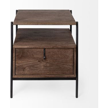 24 Inch Solid Wood Square End Table In Brown