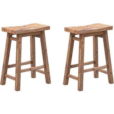 24 Inch Sonoma Saddle Stool Set of 2 In Barnwood Wire-Brush