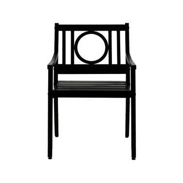 24 Inch Steel Geo Back Outdoor Arm Chair In Black