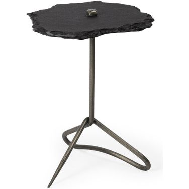 24 Inch Stone End Table In Black and Slate Grey