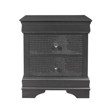 24 Inch Wood Shagreen Two Drawer Nightstand In Gray