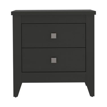 24 Inch Wood Two Drawer Nightstand In Black
