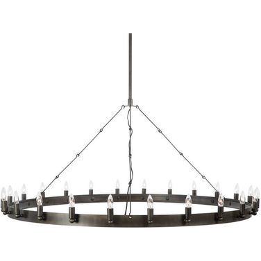 24 Light Chandelier In Raw Iron Grey