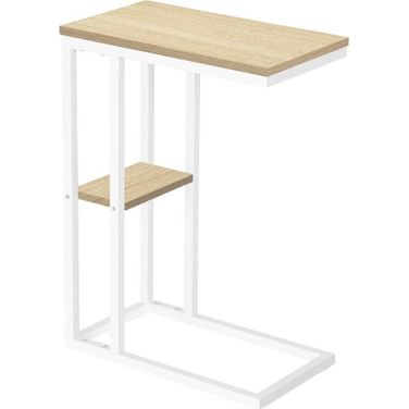 25 Inch Accent Table In Natural And White Metal I 3677