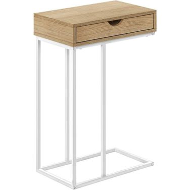 25 Inch Accent Table In Natural And White Metal I 3775