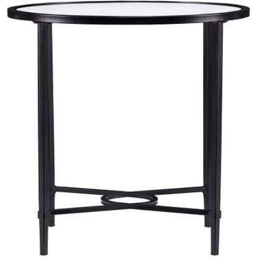 25 Inch Glass Oval End Table In Clear and Black