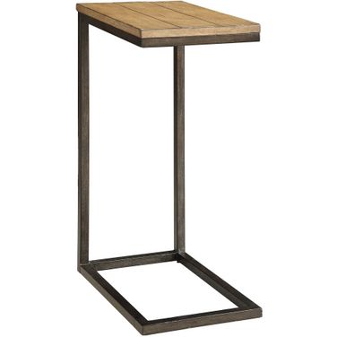 25 Inch Solid Wood Rectangular End Table In Oak and Black
