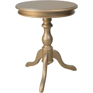 25 Inch Wood Round End Table In Champagne