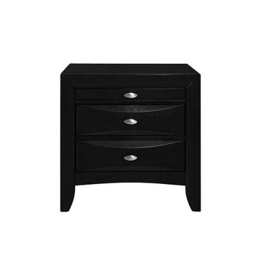 25 Inch Wood Three Drawer Nightstand In Black