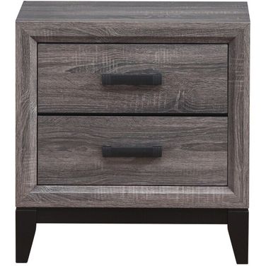 25 Inch Wood Two Drawer Nightstand In Gray