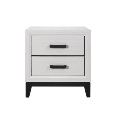 25 Inch Wood Two Drawer Nightstand In White