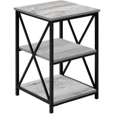 26 Inch Accent Table In Grey And Black Metal
