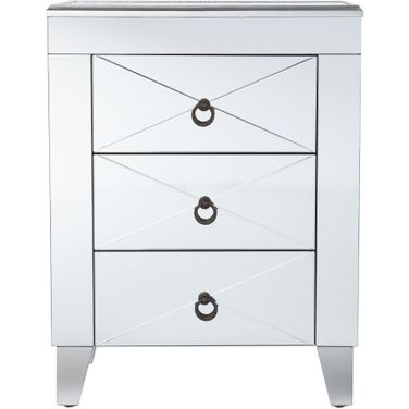 26 Inch End Table with Three Drawers In Silver