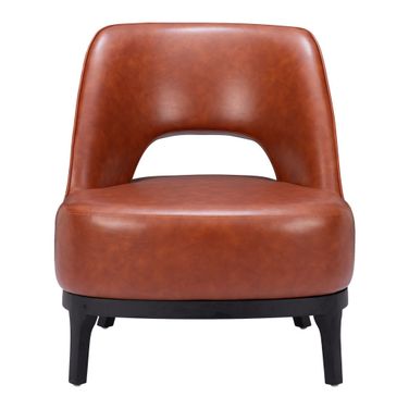 26 Inch Faux Leather and Faux Leather Lounge Chair In Black and Brown