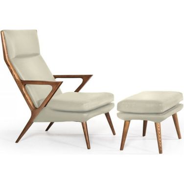 26 Inch Faux Leather Lounge Chair with Ottoman In Beige and Brown