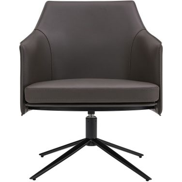 26 Inch Faux Leather Swivel Lounge Chair In Gray and Black