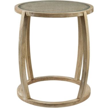 26 Inch Glass Round End Table In Clear and Brown