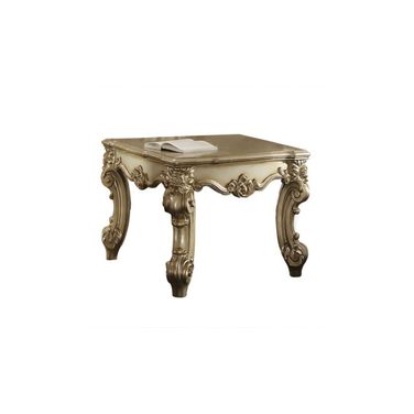 26 Inch Manufactured Wood Square End Table In Gold Patina