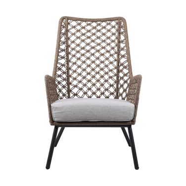 26 Inch Metal Outdoor Arm Chair with Cushion In Gray