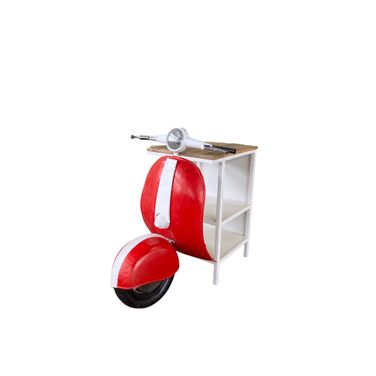 26 Inch Novelty Scooter Open Cabinet with Two Shelves In Red and Off White