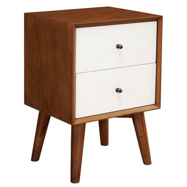 26 Inch Solid Wood and Wood Two Drawer Nightstand
