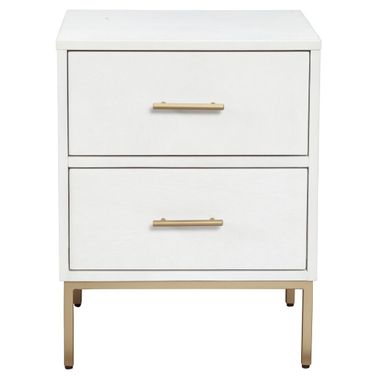 26 Inch Solid Wood and Wood Two Drawer Nightstand