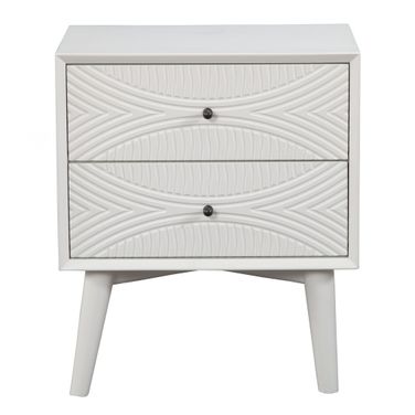 26 Inch Solid Wood and Wood Two Drawer Nightstand