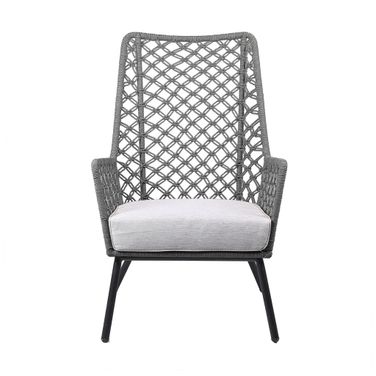 26 Inch Steel Indoor Outdoor Dining Chair with Gray Cushion In Gray and Black