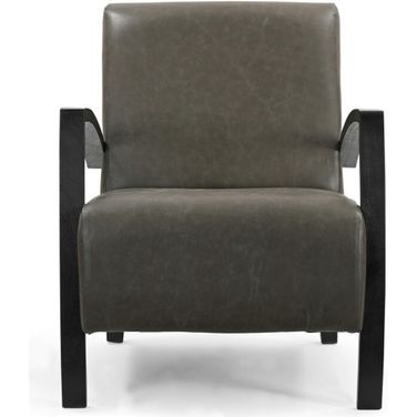 26 Inch Top Grain Leather Arm Chair In Black and Green