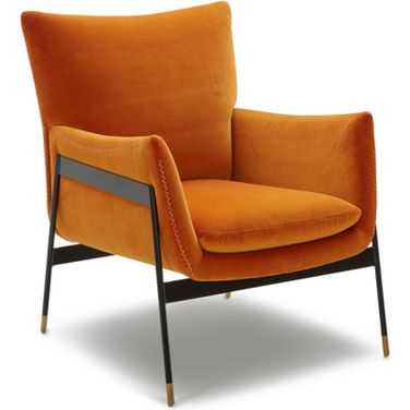 26 Inch Velvet Wingback Chair In Black and Orange
