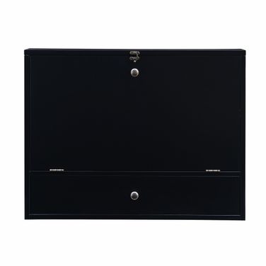 26 Inch Wood Wall Mounted Folding Floating Desk In Black
