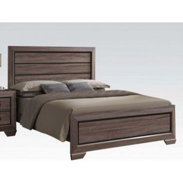Acme Lyndon King Panel Bed in Weathered Gray Grain