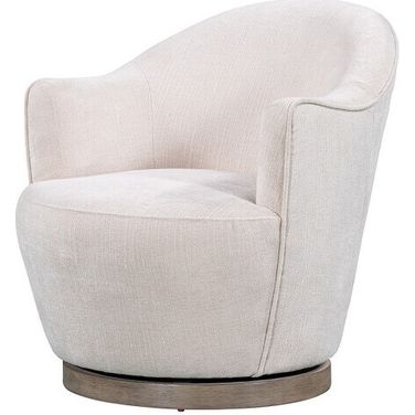 27 Inch Fabric Swivel Barrel Chair In Off White