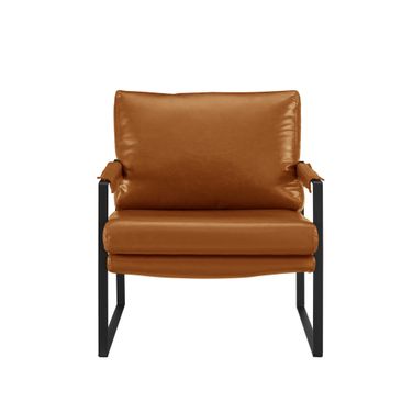 27 Inch Faux Leather Arm Chair In Black and Brown