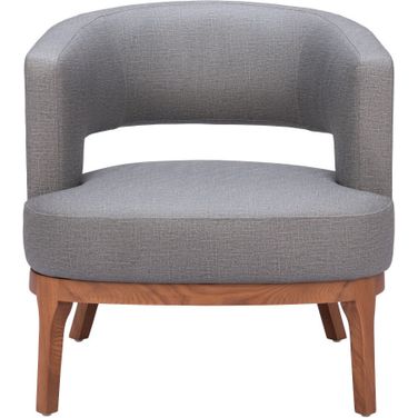 27 Inch Faux Leather Arm Chair In Brown and Slate Grey