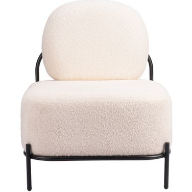27 Inch Sherpa and Upholstered Side Chair In White and Black